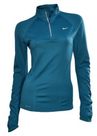 Nike Women's Dri-Fit Element Wool Half Zip LS Running Top-Teal-Small