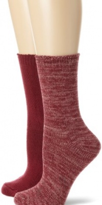 Nine West Women's Marled and Solid Flat Knit 2 Pair Boot Pack Socks