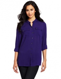 Jones New York Women's Utility Shirt With Rolled Sleeves