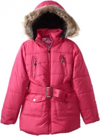 Dollhouse Girls 7-16 Long Belted Bubble Jacket, Raspberry, 10/12