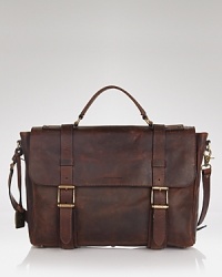 With a lightly distressed finish, Frye's leather Logan briefcase lends a rugged-meets-polished look.