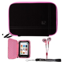 Pink Black Limited Edition Stylish Sleeve Premium Cover Case with Aerotechnology Protection and with front pocket for accessories For Barnes & Noble NOOK COLOR eBook Reader Tablet + Includes a eBigValue Determination Hand Strap + Includes a Crystal Clear 