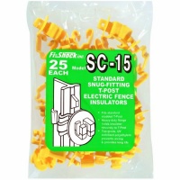 Fi-Shock SC-15 Standard Snug-Fitting T-Post Insulators, Yellow, 25-Pack