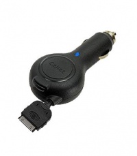 Rubberized Retractable Car Charger for Apple iPhone 4 (Black)