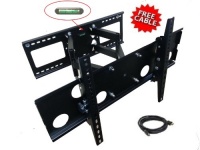 Mount-It! Plasma LCD Flat Screen TV Articulating Full Motion Dual Arm Wall Mount Bracket For 32-65 Displays Up To 165LBS Black With 6FT HDMI Cable-Up To 24 Studs