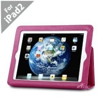 Acase (TM) New Improved iPad 2 100% Genuine Leather EZ Carry Case with 3 in 1 built in Stand for Apple iPad 2 2nd Generation WiFi / 3G Model 16GB, 32GB, 64GB (PINK)