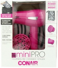 Infiniti by Conair Mighty Mini Tourmaline Ceramic Styler, Colours may Vary