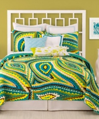 Trina Turk Vivacious Full/Queen Coverlet, 90 by 90-Inch, Green/Yellow