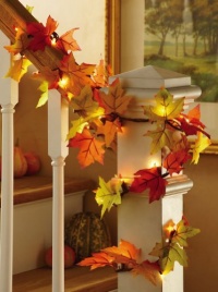 Fall Leaves Lighted Harvest Floral Garland Decoration By Collections Etc