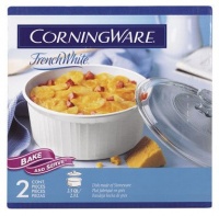 CorningWare French White 2-1/2-Quart Round Casserole Dish with Glass Cover