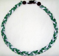 Titanium Tornado Baseball Necklace Green White 18