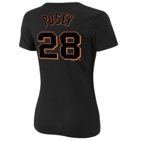 MLB San Francisco Giants Buster Posey Black Crew Neck Women's T-Shirt, Black