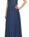 Aidan Mattox One Shoulder Beaded Sequins Chiffon Eve Gown Dress