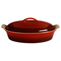 Le Creuset Stoneware 4-Quart Covered Oval Casserole, Cherry