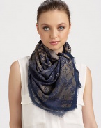 EXCLUSIVELY AT SAKS.COM. A glamorous flower and lace print with subtle logo detail adorns this modal and cashmere wrap.50% wool/50% silk55 X 55Dry cleanMade in Italy