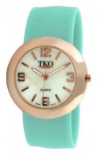 TKO ORLOGI Women's TK614-RTQ Rose Gold Slap Metal Turquoise Watch