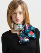 An ultra-feminine, vivid shopping print adds flair to this sumptuous silk wrap.SilkAbout 36 X 36Dry cleanMade in Italy