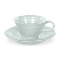 Sophie Conran by Portmeirion 8-Ounce Teacups and Saucers, Set of 4, Celadon