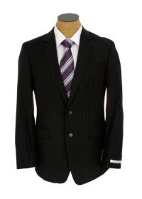 Kenneth Cole NY Mens Navy Blue Pinstripe Wool Suit