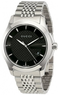 Gucci Men's YA126402 G-Timeless Medium Black Dial Stainless-Steel Watch