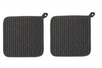 Now Designs Basic Potholders, Pinstripe Granite, Set of 2