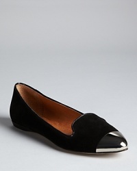 The old-school smoking shoe goes space age with a gleaming metal cap toe; from DV Dolce Vita.