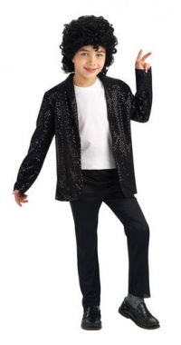 Michael Jackson Costume, Child's Deluxe Billie Jean Sequin Jacket Costume, Medium- Size 8-10, for 5-7 Years