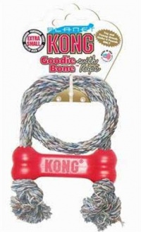 KONG Puppy Goodie Bone with Rope Dog Toy, X-Small, Colors May Vary ( Blue/Pink)