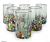 Blown glass tumblers, 'Confetti' (set of 6) - Handblown Recycled Glass Tumbler Drinkware (Set of 6)