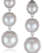 Majorica 8-12mm White Round Mabe Pearl Drop Earrings