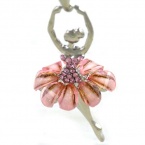 Light Peach Pink Dancing Ballerina Dancer Dance Pendant Necklace Charm Designer Fashion Jewelry