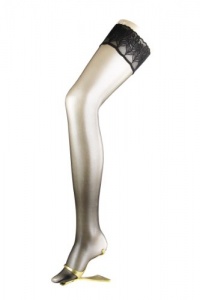 Falke Lunelle 8 Denier Shimmer Stay-up Thigh Highs, Medium, Black