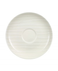 Make a chic style statement with the Dune Lines breakfast cream soup cup saucer. The distinctive, free form shape, soft lines and ribbed surface combine for truly modern elegance. An imperfect glaze conveys natural grace.