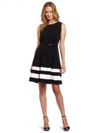 Calvin Klein Women's Fit N Flare Dress, Black/Ivory, 2