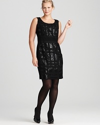 Classic with a couture twist, an essential Lafayette 148 New York Plus shift dress flaunts shimmering squares of sequins for a captivating cocktail look.