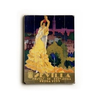 Arte House Wooden Sign, 1933 Sevilla Fiesta Dancer on Wood