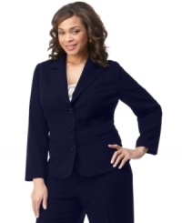 Smart style: The polished plus size jacket features a great fit and softly rounded notched collar.