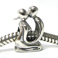 Queenberry Valentines Sterling Silver Lover Kissing Couple Love Bead For Pandora Troll European Charm Bracelets