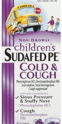 Children's Sudafed PE Non-Drowsy Cold & Cough, Grape, 4-Ounce Bottles  (Pack of 2)