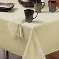 Benson Mills Romance Herringbone Fabric Tablecloth, Cream, 52-Inch-by-70-Inch