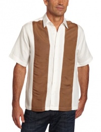 Cubavera Men's Short Sleeve Contrast Panel One Pocket Pickstitch Shirt