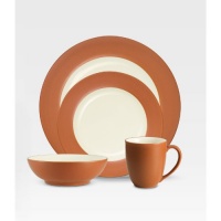 Noritake Colorwave Terra Cotta 4-Piece Place Setting, Rim Shape