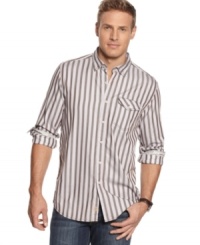 Straighten out your style with slim lines. This striped shirt from Tommy Bahama is a great casual go-to.