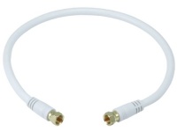 Monoprice 1.5ft RG6 (18AWG) 75Ohm, Quad Shield, CL2 Coaxial Cable with F Type Connector - White