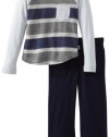 Splendid Littles Boys 2-7 Toddler Bold Stripe Jersey Set, Silver, 4T