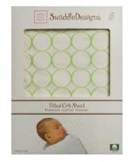 SwaddleDesigns Organic Cotton Flannel Mod Circles Fitted Crib Sheet, Kiwi