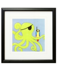 Captain Calamari keeps an eye out for treasure with a first mate who's far from home in this framed art print for adventure-seeking youngsters.