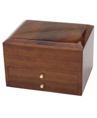 Your very own treasure chest, the elegant Rosalie jewelry box features a mahogany domed lid and sapele sides with a high-gloss finish. Plush lining makes the organized interior just as fine, with compartments for rings, earrings, bracelets and necklaces.