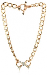 Juicy Couture Spring Icons Collection Pave Bow Starter Rose Gold Necklace