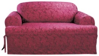 Sure Fit Scroll T Cushion Loveseat Slipcover, Burgundy